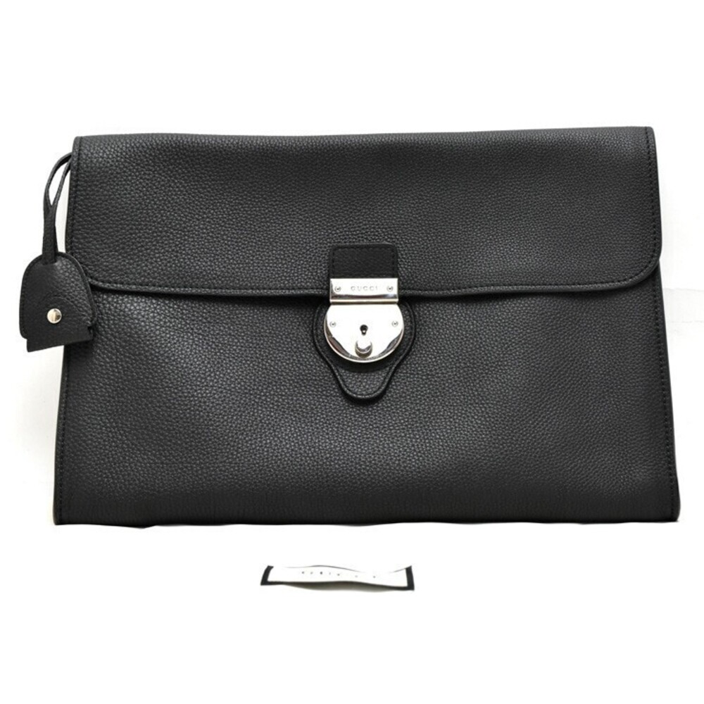 Gucci Clutch Bag Shoulder Clochette Calfskin Black